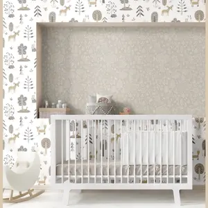 Galerie Little Explorers 2 Silver Country Animals Wallpaper Roll