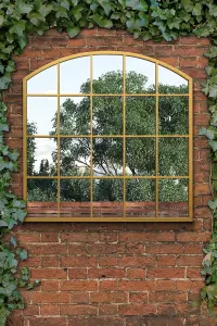 MirrorOutlet The Arcus Gold Framed Arched Window Garden Mirror 100 x 100CM