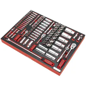 Comprehensive 91pc Square Drive Socket Set with Tool Tray for Professionals