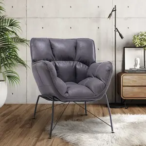 Faux Leather Suede Grey Eliana Accent Chair