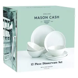 Set of 12 Piece William Mason Dinner Set White