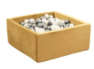 Velvet Ball Pit Square Playset w/ 200 6cm Balls - Gold