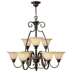 Elstead Cello 9 Light Multi Arm Chandelier Antique Bronze Finish, E27