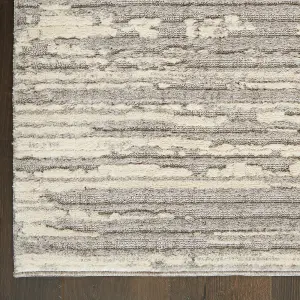 Grey Ivory,Modern Abstract Easy to clean Rug for Bedroom & Living Room-66 X 229cm (Runner)