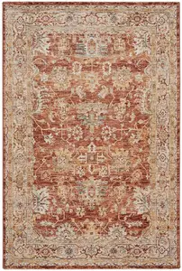 Rust Traditional Rug, 5mm Thick Anti-Shed Bordered Geometric Rug, Luxurious Persian Rug for Dining Room-282cm X 383cm