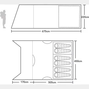Berghaus Air 600XL Nightfall 6 Man Tent with Darkened Bedroom, Spacious Living Area & Porch