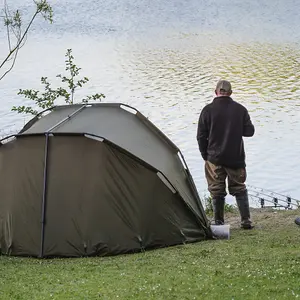 2-Person Waterproof Carp Fishing Bivvy Tent with Adjustable Reclining Camp Chairs Set