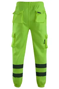 MS9 Mens Hi Viz Vis High Visibility Fleece Cargo Work Trousers Pants Joggers H1 Yellow - XL