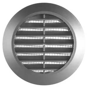 Silver Mini Round Air Vent Grille 60mm with Flange and Fly Screen Ventilation Cover