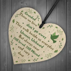 Grandad Christmas Memorial Decoration Wooden Heart Memorial Plaque Gift For Grandad