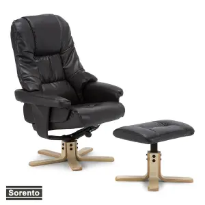 Sorento Brown Bonded Leather Swivel Recliner Armchair Chair With Foot Stool