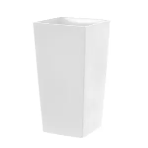 simpa 27L Large Square Milano Grande Planter Pot - WHITE Set of 2 Pots - 51cm (H) x 26.5cm (W) x 26.5cm (D)