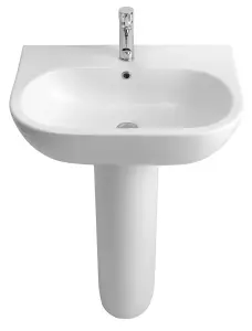 Cooke & Lewis Helena White Oval Full pedestal Basin (H)80cm (W)58cm