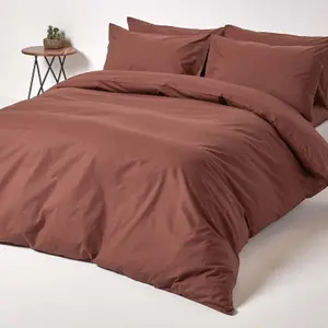 Homescapes Chocolate Egyptian Cotton Duvet Cover with Pillowcases 200 TC, Double