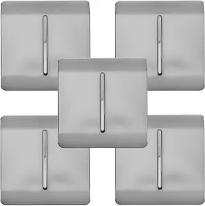 Trendi Modern 1 Gang 1 or 2 way Screwless Rocker Light Switch in Brushed Steel (Pack of 5)