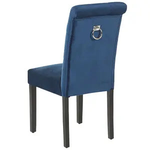 Set of 2 Dining Chairs VELVA II Velvet Dark Blue