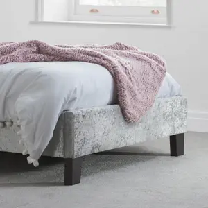 Birlea Berlin Single Bed Steel Crushed Velvet