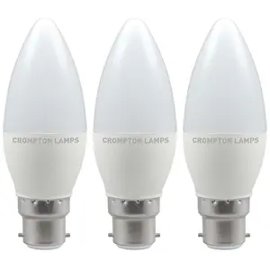 Crompton Lamps LED Candle 4.9W B22 Warm White Opal (40W Eqv) (3 Pack)