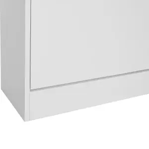 Shoe Cabinet Calea - 2 tilt compartments for 12 pairs of shoes, open shelf space - white