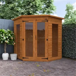 6ft x 6ft (1750mm x 1750mm) Horsforth Shiplap Corner Summerhouse With 2 Full Pane Windows (12mm Tongue and Groove Floor and Roof)