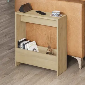 Beeler Modern Slim Compact Side Table Oak