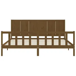 Berkfield Bed Frame with Headboard Honey Brown 200x200 cm Solid Wood