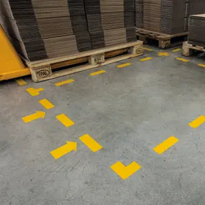 Durable Heavy Duty Adhesive Floor Marking T Shape Corner - 10 Pack - Yellow