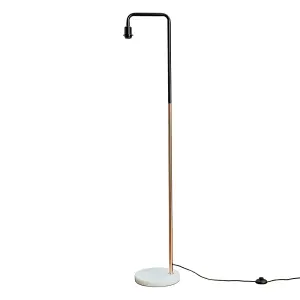 ValueLights Talisman Retro Style Black Copper Metal and White Marble Floor Lamp Base