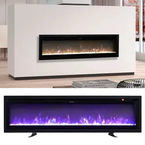 Electric Fire Wall Mounted Wall Inset or Freestanding Fireplace Heater 12 Flame Colors Adjustable 40 Inch