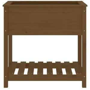 Berkfield Planter with Shelf Honey Brown 82.5x54x81 cm Solid Wood Pine