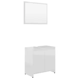 Berkfield Bathroom Furniture Set High Gloss White Engineered Wood