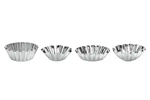 Essentials by Premier Tinplate Mould Set Of Eight Round Fluted Cake Moulds