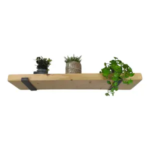 Reclaimed Wooden Shelf with Bracket Bent Up 6" 140mm - Colour Light Oak - Length 230cm