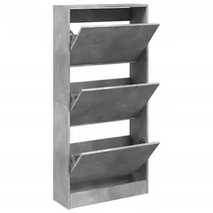 Shoe Cabinet Concrete Grey 60x21x125.5 cm Engineered Wood