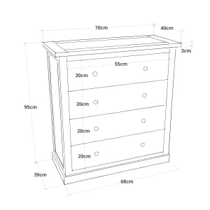 Trevi 4 Drawer Chest of Drawers Brass Knob