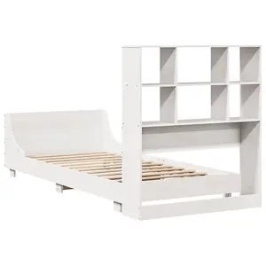 Berkfield Bed Frame without Mattress White 75x190 cm Small Single Solid Wood Pine