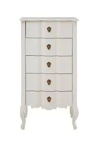 Loire Five Drawer Chest - Wood - L40 x W60 x H110 cm - White