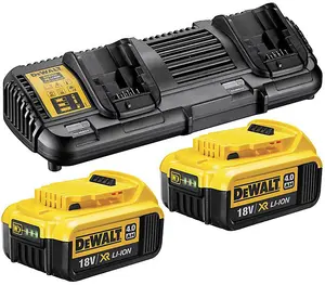 Dewalt DCB182 4.0ah 18v XR Lithium Ion Battery Twin Pack + DCB132 Dual Charger