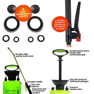 Pro-Kleen 8L Pump Sprayer with Pro-Kleen 5L Kennel Kleen Lemon For Catteries, Hutches, Aviaries, Patios, Artificial Grass