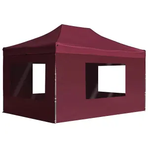 Berkfield Professional Folding Party Tent with Walls Aluminium 4.5x3 m Wine Red