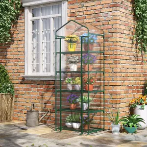 Outsunny Mini Greenhouse Outdoor Flower Stand PVC Cover Portable 69 x 49 x 193cm