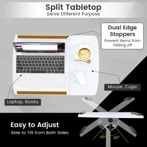 Costway Mobile Laptop Stand C-shaped Tray Table Computer Workstation w/ Lockable Casters