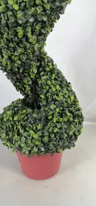 Wadan 2pc 100cm Artificial Boxwood Spiral Topiary Trees - Uv Stable Spiral Twist Topiary Tree for Indoor Outdoor Decoration