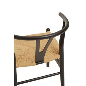 Wishbone Black Beechwood And Natural Hemp Weave Dining Chair