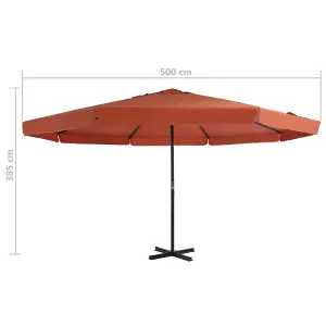 Berkfield Outdoor Parasol with Aluminium Pole 500 cm Terracotta