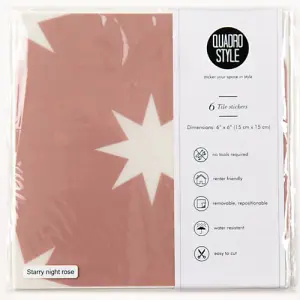 Quadrostyle Starry Night Rose Wall Tile and Furniture Vinyl Stickers 15cm(L) 15cm(W) pack of 6