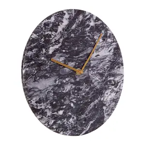 Interiors By Premier Contemporary Black Marble Wall Clock, Marble Constructed Large Wall Clock, Versatile Clock For Kitchen