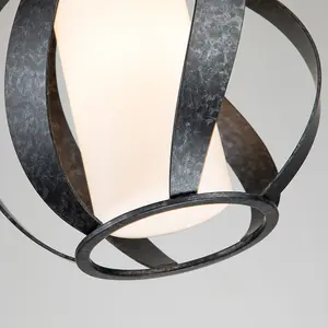 Luminosa Quoizel Blacksmith Spherical Pendant Ceiling Light Old Black, IP44