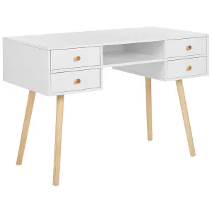 Home Office Desk with Storage White LEVIN