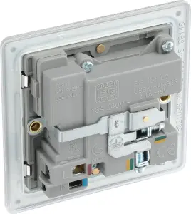 BG Electrical FBS21U2G Nexus Screwless Flat-Plate Single Switched Plug Socket Brushed Steel Grey Insert 2 USB 2.1A